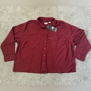 Levi's Men's Red Checkered Plaid Button Up Long Sleeve Shirt